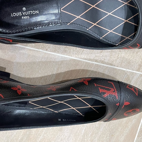 New Authentic Louis Vuitton BLACK RED Monogram NEW REVIVAL BALLERINA Shoes - Picture 7 of 8